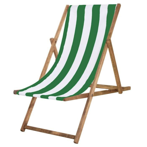 SPRINGOS® Trädgårdsstol - Fällbar strandstol i trä - 120 kg Grön - Vit