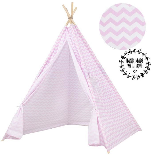 Teepee Wigwam telt til børn i SPRINGOS® bomuld - Pink - 160x120x100 cm Rosa