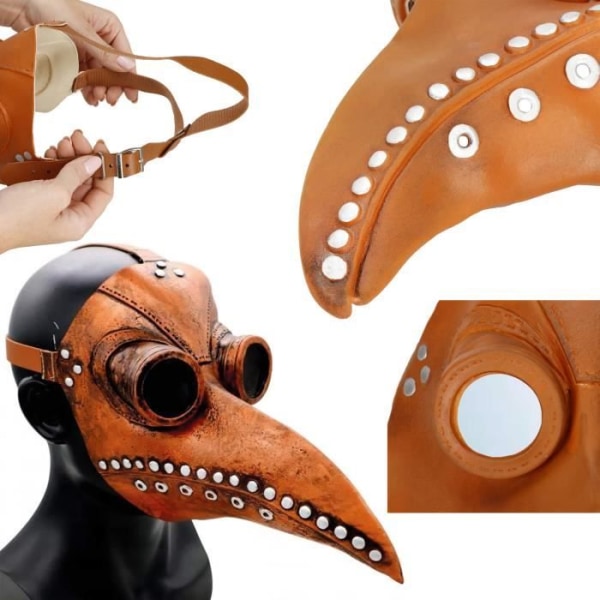 Springos® Halloween Bird Beak Mask Hovedmaske Plague Mask Steampunk Style kastanj