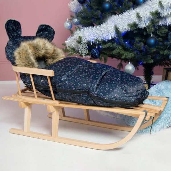 SPRINGOS® Vinterfodpose babysovepose med sjove ører til klapvogn 45 x 90 cm Blå