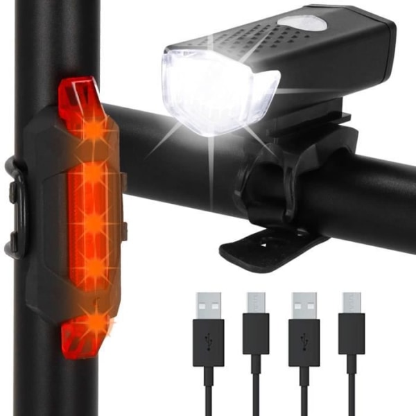 SPRINGOS® Bike Light Kit - Etu ja Taka - USB Ladattava - Musta Svart