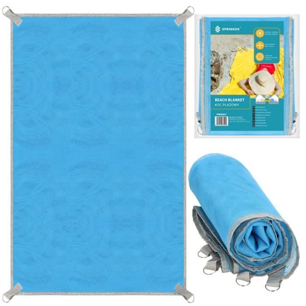 Rannamatto - SPRINGOS® - 150 x 200 cm - Vesitiivis - Hiekanpitävä - Kompakti Blå