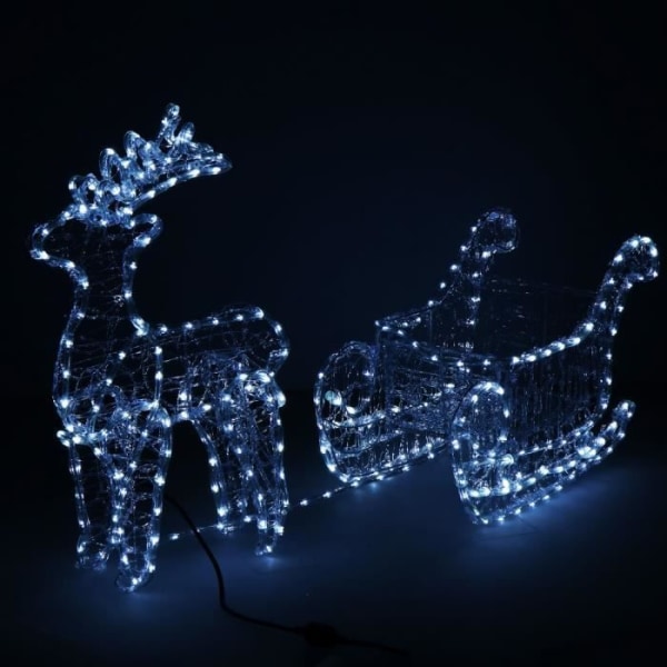 Joulukoristeet - SPRINGOS - Poro ja reki 312 LED - 150 cm - Viileä valkoinen - IP44 Vit kyla