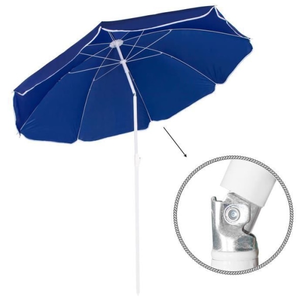 SPRINGOS® Strandparasol diameter 160 cm Vippefunktion Fleksibel Højdejusterbar Solbeskyttelse mörkblå