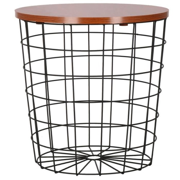 SPRINGOS® Sidebord Sofabord Rundt trådbord 39 x 40 cm Gennembrudt design metalbord Industrielt interiørbord Svart