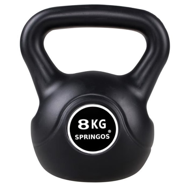 SPRINGOS® 8 kg Kettlebell Rund Hantel Vikt Svart