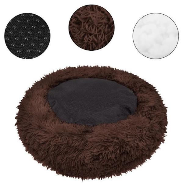 Seng til hund og kat - SPRINGOS® - Ø 80 cm - Brun - Vaskbar ved 30° - Skridsikker kastanj