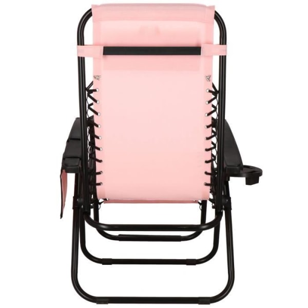 Havestol - SPRINGOS® - Afslapningsstol - Rosa - Sammenklappelig - Med sidebord Rosa