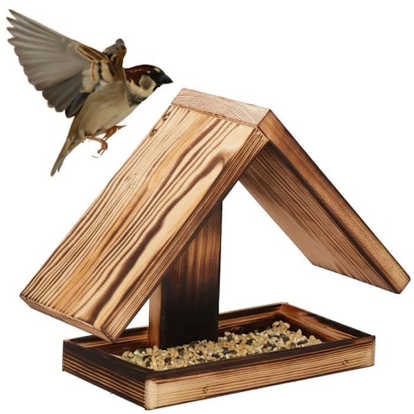 Springos® vejrbestandigt fuglefoderhus 31 x 13 x 22,5 cm kastanj