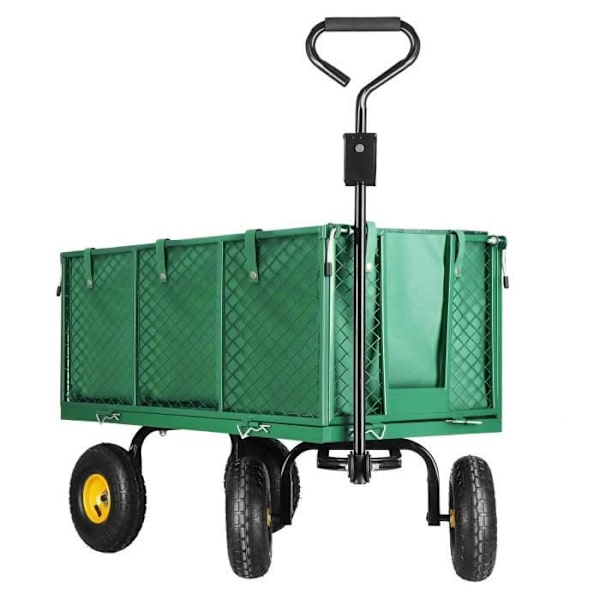 Taitettava kuljetuskärry 4 pyörää + irrotettava suojapeite Max. 400kg - SPRINGOS Grön