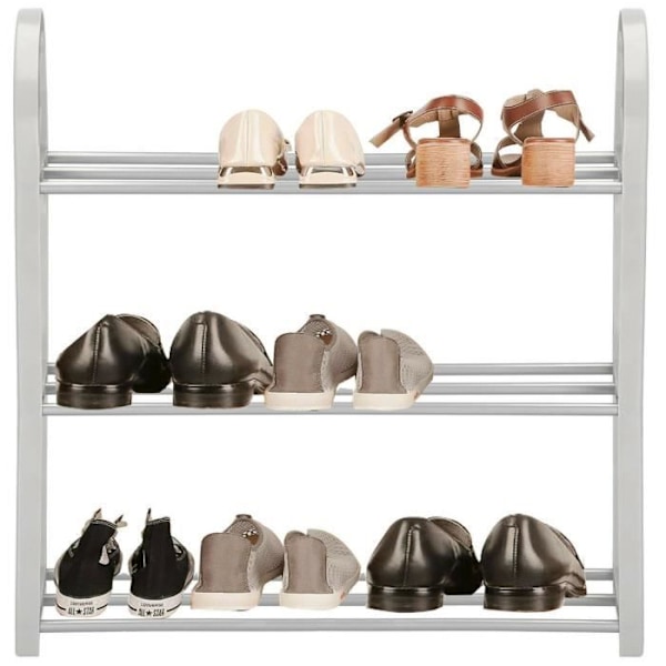 Skostativ - SPRINGOS - 3 niveauer - Lysegrå - Max belastning 15 kg - 49x19x47,5 cm Vit