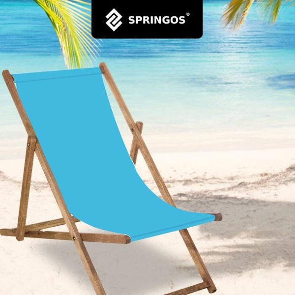 SPRINGOS® Trädgårdsstol impregnerad hopfällbar strandstol i trä 120kg - Blå Blå