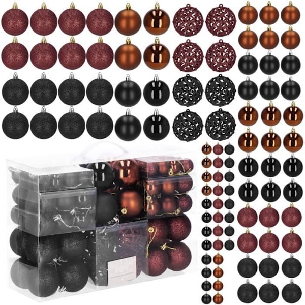 Julekugler - SPRINGOS - 100 styk - Sort, Brun, Bourgogne - Plast - Elegant dekoration kastanj