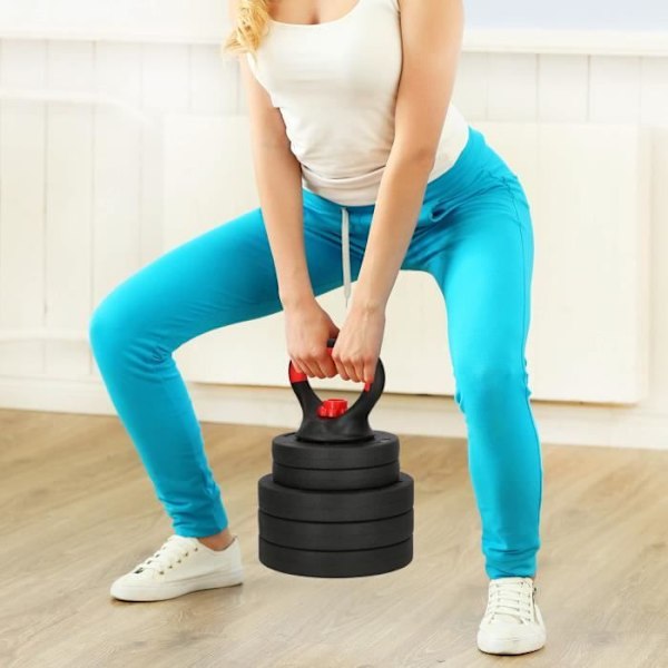 Justerbar kettlebell - SPRINGOS - 10 kg - Ergonomisk håndtag - 5 justerbare skiver - Blandet svart
