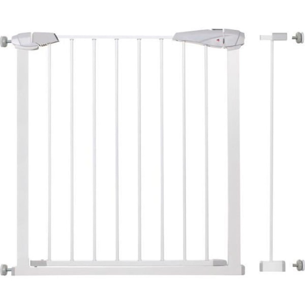 SPRINGOS® Baby Safety Gate - Trappor, Dörrar 76-92 cm - Metall + Plast - Självstängande - Vit