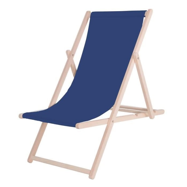 SPRINGOS® Havedækstol Sammenklappelig Beach Wood Loungestol 120 kg mörkblå