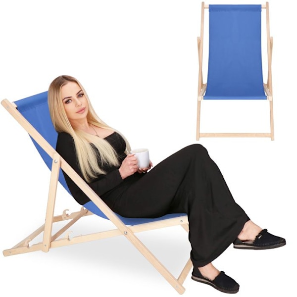 Fällbar trästol Springos® – perfekt för trädgården, stranden eller balkongen Blå