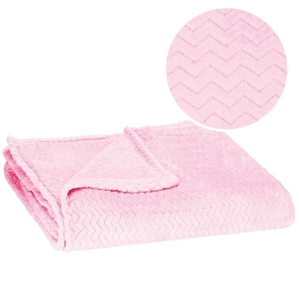 Tæppe - SPRINGOS - Zigzag - 70 x 160 cm - Polyester - Baby pink baby rosa