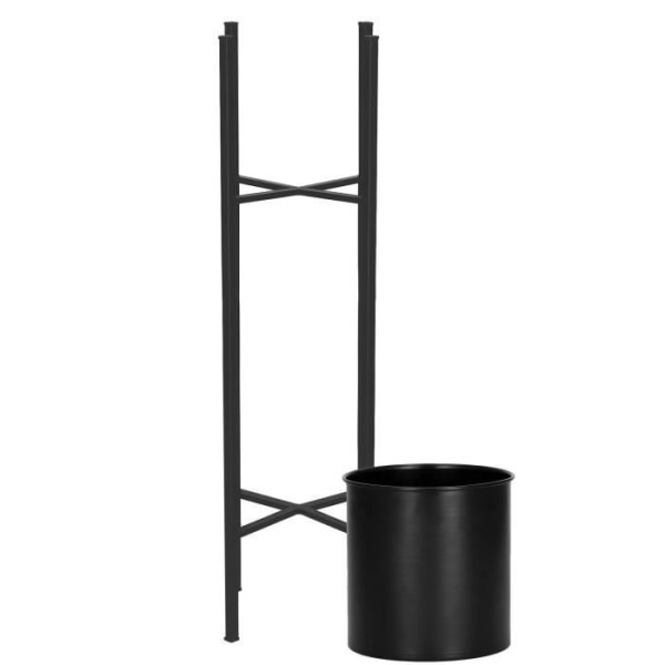 SPRINGOS® Metal blomsterbed med en sort potte, 16 x 74 cm den perfekte indretning til indvendigt og udvendigt i dit hjem Svart