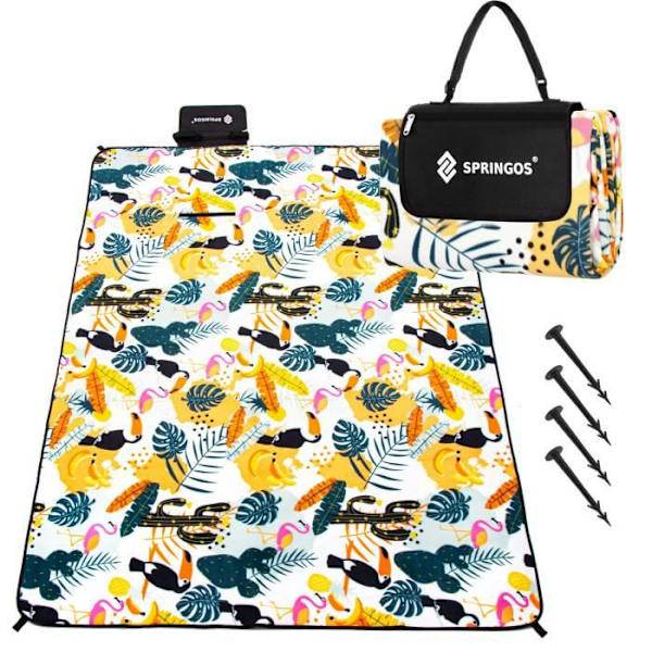 SPRINGOS® Picnic Tæppe 200 x 200 cm - Aluminium sædemåtte - Jordanker mångfärgad