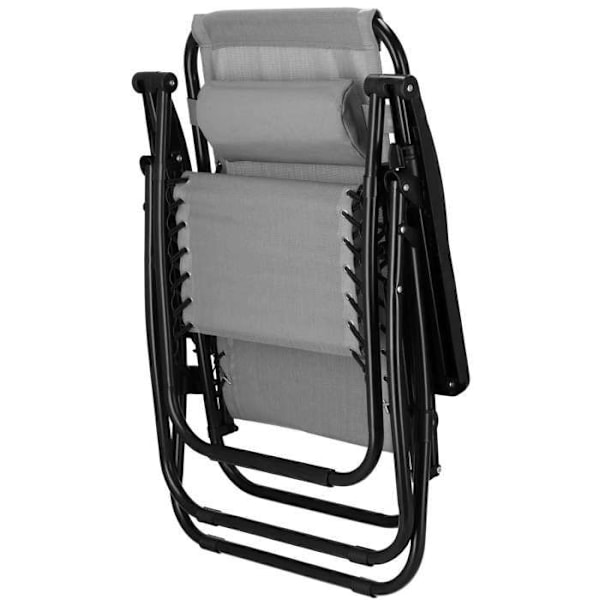 Springos® Sammenklappelig Havestol med Hovedstøtte og Sidebord – Inklinerbar Relaxationssæde 'Zero Gravity' Grå