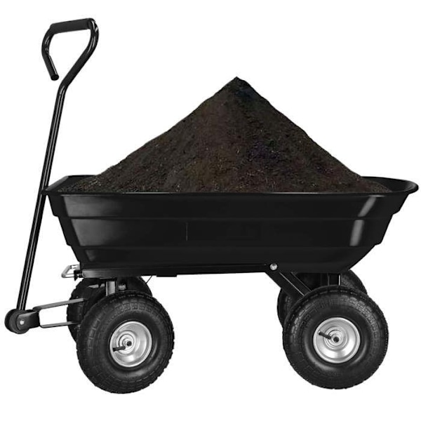 Havespand - Springos® - 75L - 250 kg - 4 hjul - Tipping funktion Svart