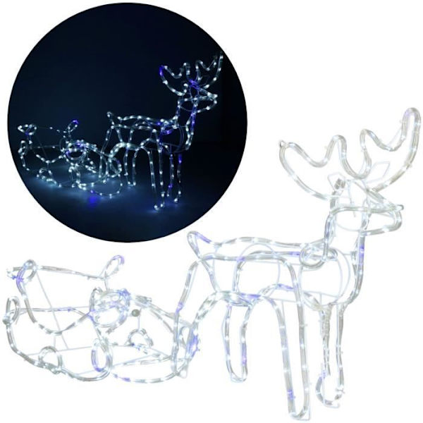 Ren LED med slæde - SPRINGOS - 288 LED - 210 cm - Kold hvid - IP44 Vit kyla