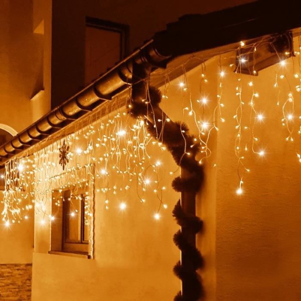 Lysende guirlande - SPRINGOS - 500 LED - 22,5 m - Varm hvid - Flash-funktion - IP44 Vit varm