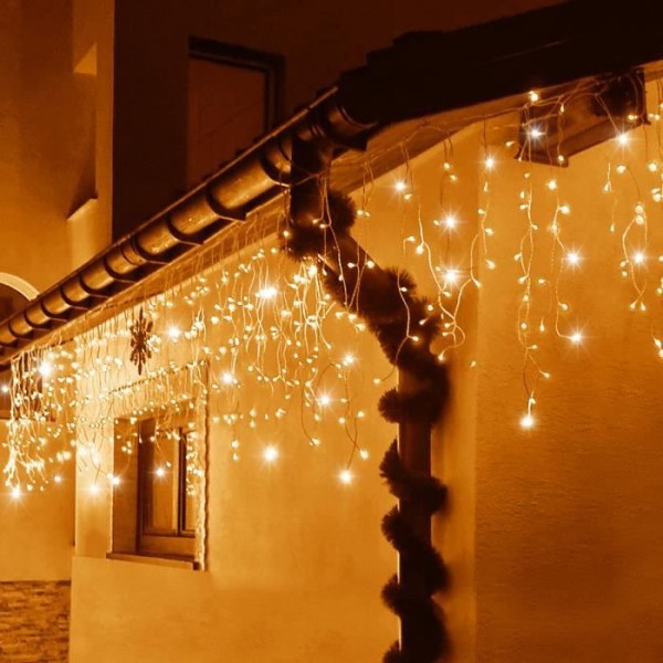 SPRINGOS® Fairy Lights 500 LED'er 22,5 m Varm hvid flashfunktion Strømforsyning Lysgardin Lysdekoration Vit varm