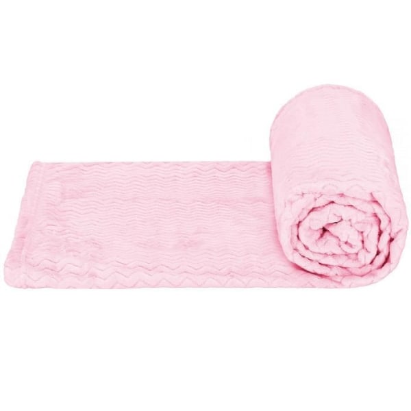 Tæppe til børneværelse - SPRINGOS - Zigzag mønster - 200x220cm - Polyester baby rosa