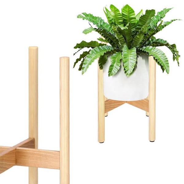 SPRINGOS® plantestativ i træ - Skandistyle - 19 x 19 x 35 cm - Lakeret - Naturlig Naturlig