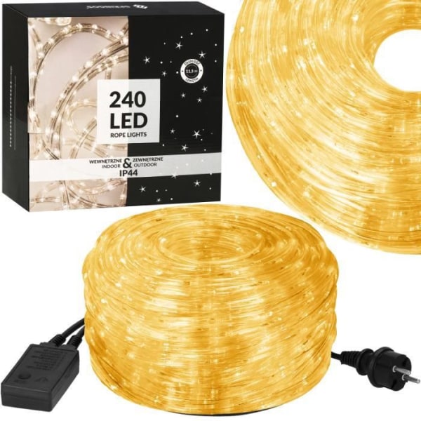 Lysende guirlande - SPRINGOS - 240 LED - 11,5 meter - Programmer 8 funktioner - IP44 Vit varm
