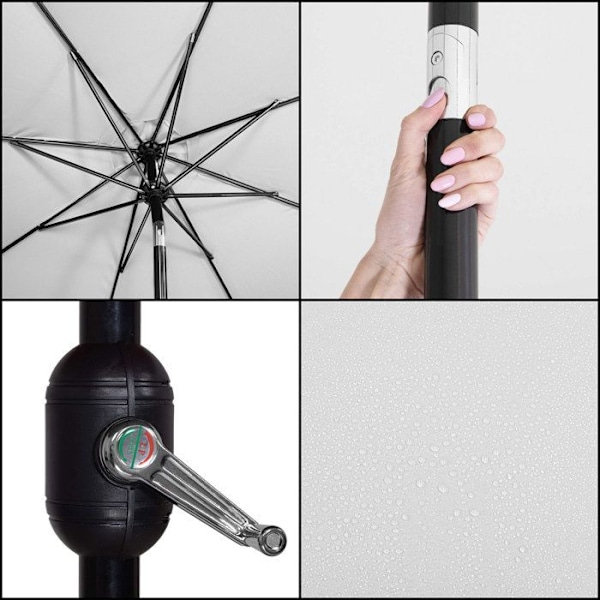 Springos® Trädgårdsparasol med lutningsfunktion och vevsystem 300 x 245 cm ljusgrått