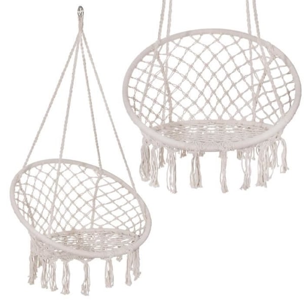 Riippukeinu puuvillahapsuilla - SPRINGOS - Puutarha - Vankka ja mukava - Macramé-design grädde
