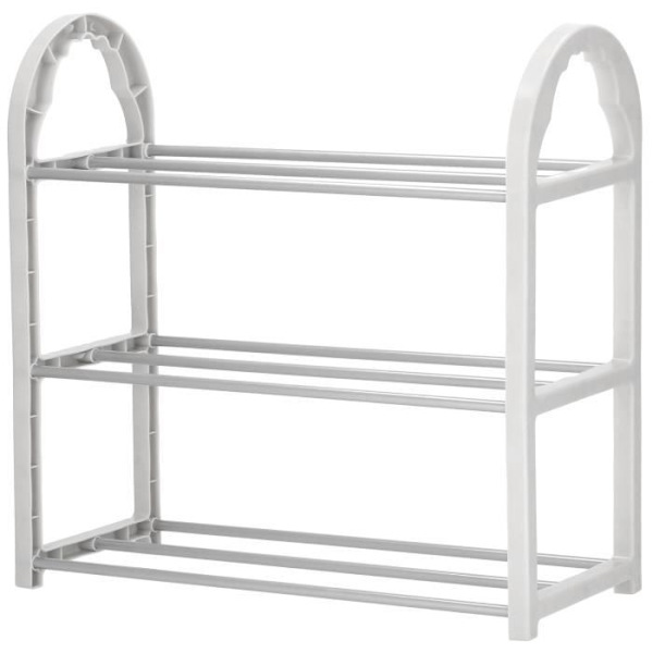 Skostativ - SPRINGOS - 3 niveauer - Lysegrå - Max belastning 15 kg - 49x19x47,5 cm Vit