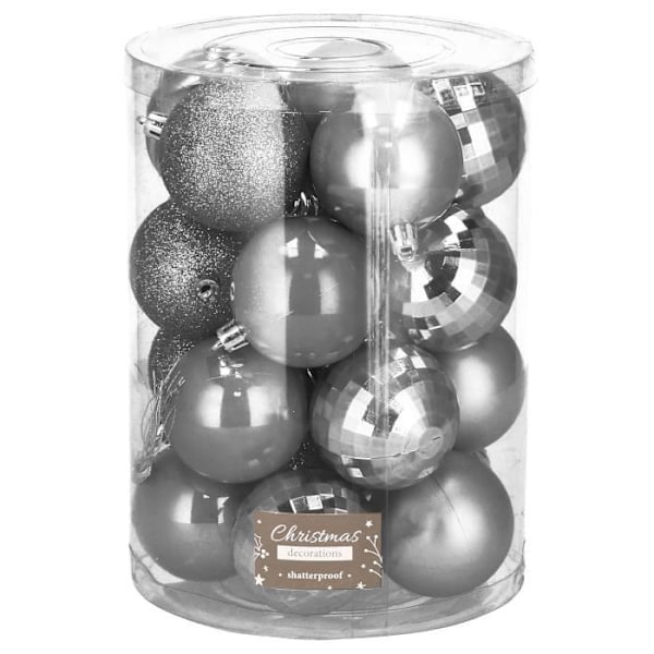 Julekugler - SPRINGOS - 20 stk - Ø 4 cm - Plast - Grå - Skinnende og mat Grå