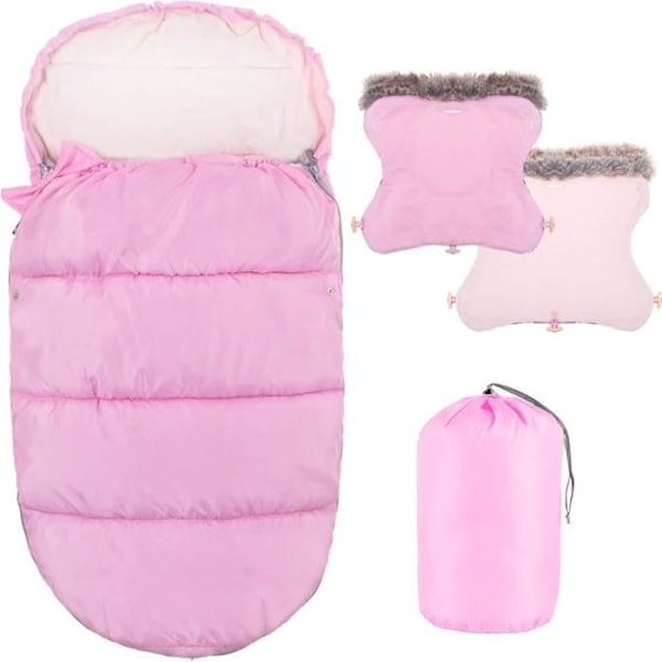 SPRINGOS® Universal fodpose til klapvogn, babysædebetræk, sovepose, varm, benbetræk med vante - Pink Rosa
