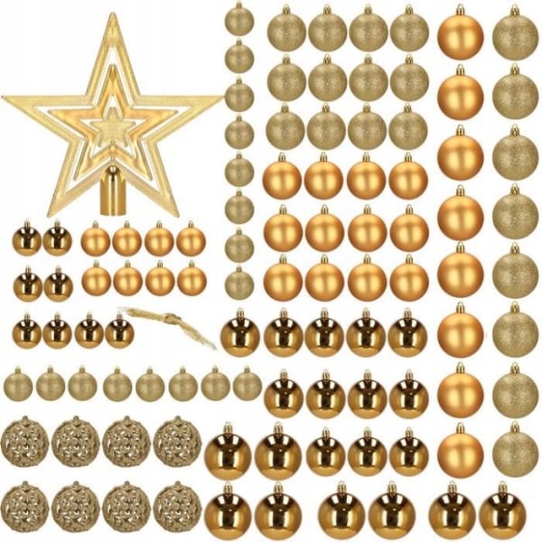 Julekugler - SPRINGOS - 100 stk - Ubrydelig - Ø 3/4/6 cm - Guld farve Guld