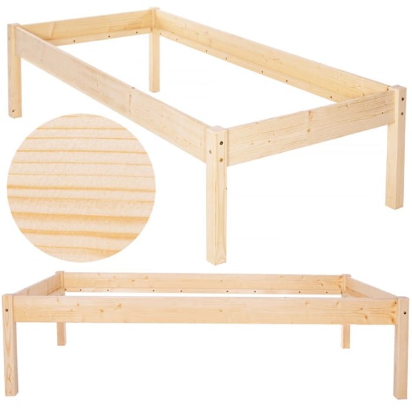 Enkeltseng - Springos - Sengramme - Højde 55 cm - Nåltræ - 90 x 200 cm naturlig