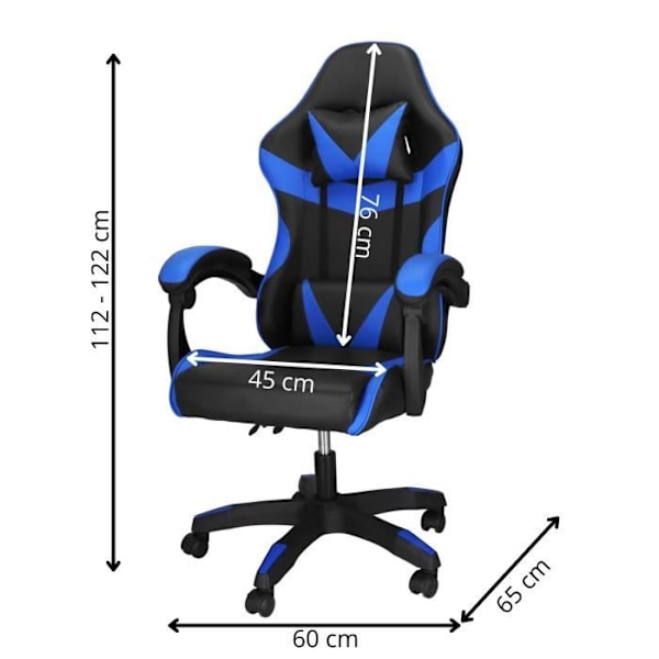 Kontorsstol - SPRINGOS - Ergonomisk - Huvudstöd - Höjdjusterbar - 120 kg mörkblå