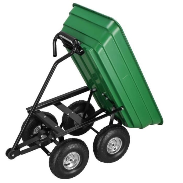 Tipping Garden Cart - SPRINGOS - Maxbelastning 250 Kg - Grön Grön