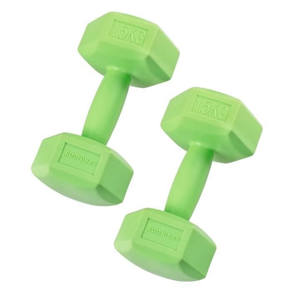 SPRINGOS Hantlar - Set om 2 - 2x1,5 kg - Grön - Styrketräning för gymnastik och fitness