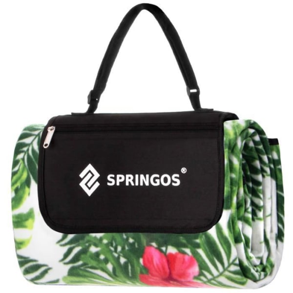 SPRINGOS® Picnic Tæppe - Grøn - 200x200 cm - Vandtæt - Sammenfoldelig - Bærbar Grön