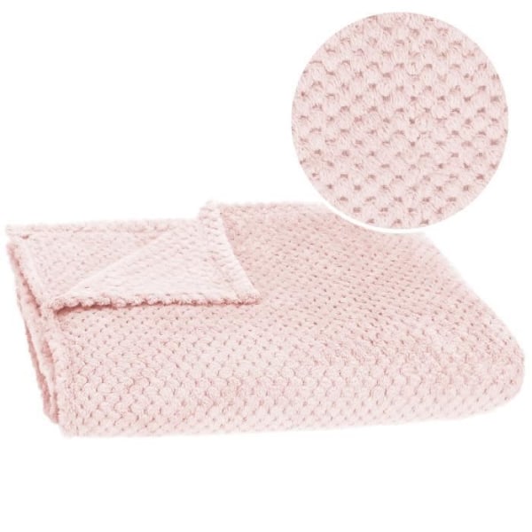 SPRINGOS® Mysig filt Soft Rose 150x200 cm Överkast Textur Skalmönster Mjuk Varm Pläd mjuk rosa