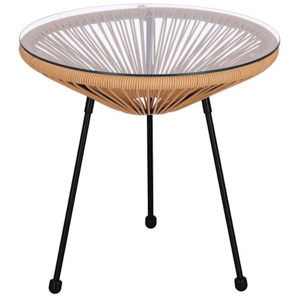 Ensemble bord och stolar - Springos® - Acapulco - 2 stolar - Glasbord - Väderbeständig Beige