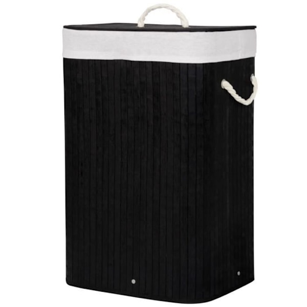 SPRINGOS® 72L bambus vasketøjskurv - sort Svart