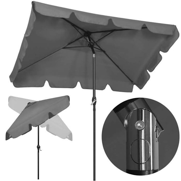 Springos® Rektangulær haveparasol med hældningsfunktion og håndsving 240 cm mörkgrå