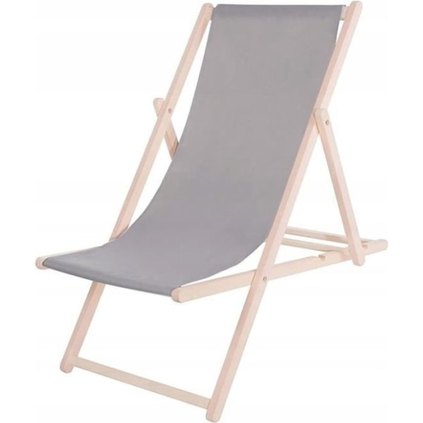 SPRINGOS® Havedækstol Sammenklappelig Beach Wood Loungestol 120 kg aska