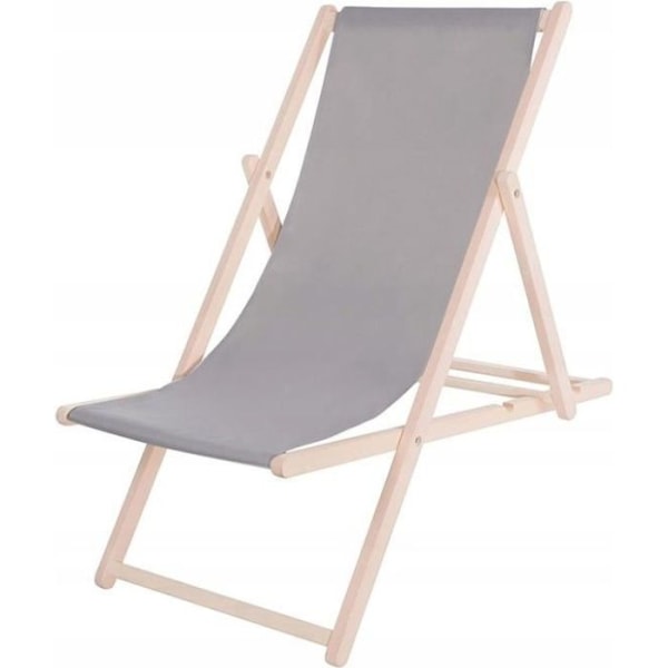 Trädgårdsstol - SPRINGOS® - Fällbar solstol - Massivt trä - Justerbar i 3 lägen - 120 kg aska