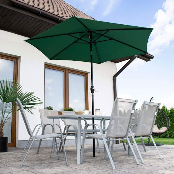 Springos® Uteparasoll med lutningsfunktion och vevsystem 260 cm Grön